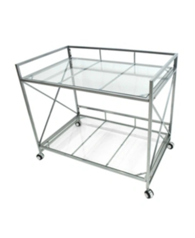 Noble House Angel Modern Bar Cart In Silver