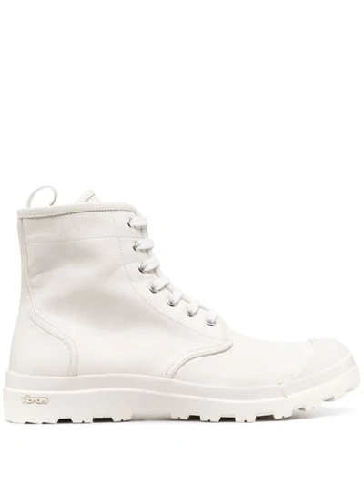 Officine Creative Pallet 001 Combat Boots In White Leather
