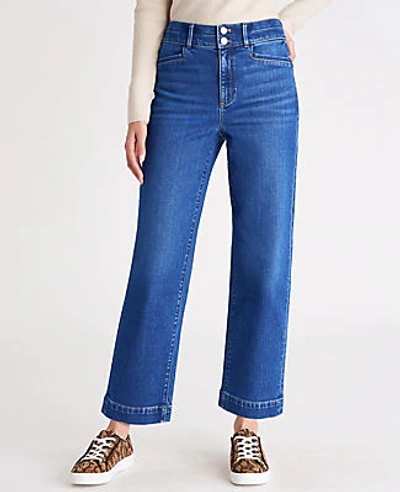 Ann Taylor Sculpting Pocket High Rise Straight Jeans In Bright Authentic Indigo Wash