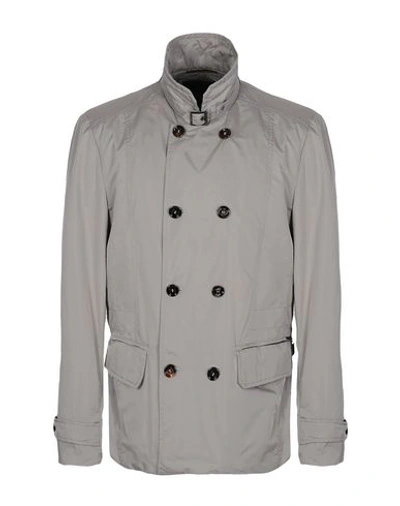 Moorer Double Breasted Pea Coat In Light Grey