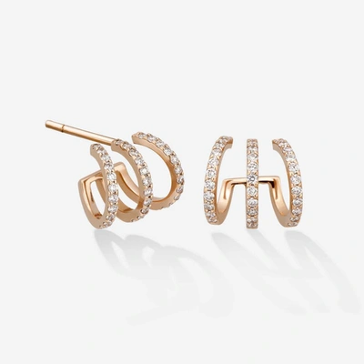 Gold & Roses Triple Shewel M Hoops In Gold