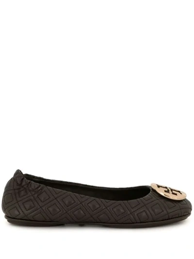 Tory Burch Minnie Quilted Ballerina Shoes In Brown