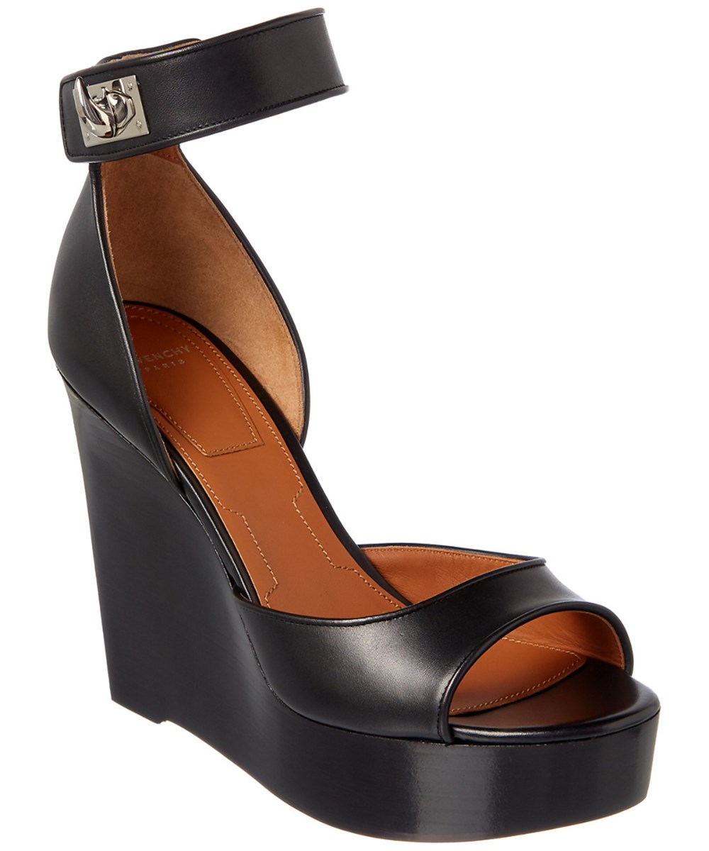 Givenchy Lock Strap Leather Wedge' In Black | ModeSens