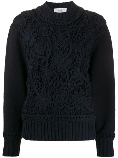 Victoria Victoria Beckham Lace-panelled Jumper In Blue