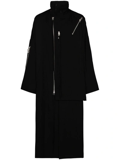 Yohji Yamamoto Zip-detail Wool Coat In Black