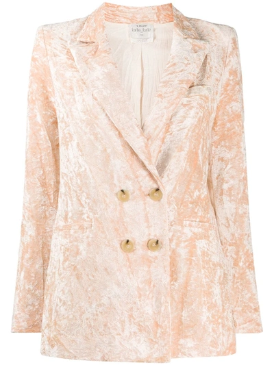 Forte Forte Double-breasted Crushed Velvet Blazer In Pink