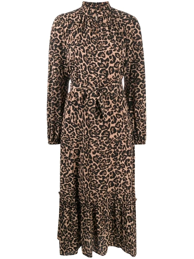 Baum Und Pferdgarten Antoinette Leopard Print Midi Dress In Yellow