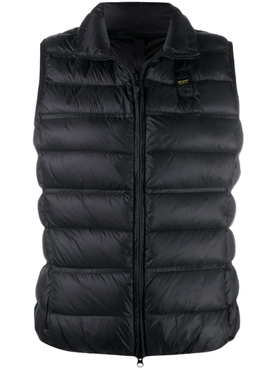 Blauer Zipped Padded Gilet In Black
