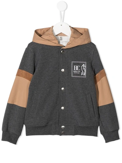 Brunello Cucinelli Kids' Colour-block Bomber Jacket In Grey