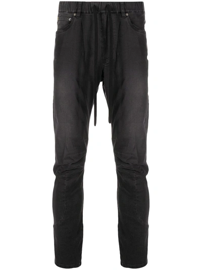Attachment Drawstring Elasticated Jeans In Black