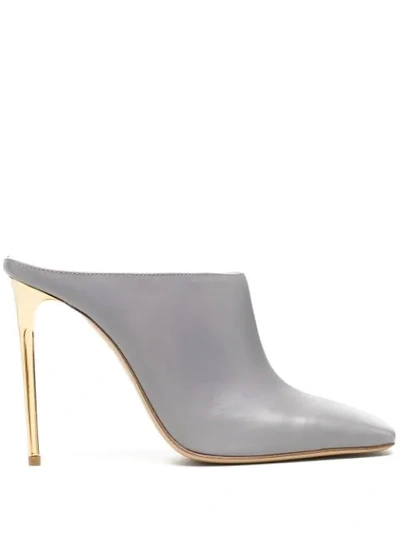 Gia Couture Square-toe High-heel Mules In Grey