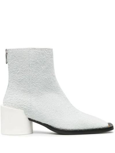 Mm6 Maison Margiela Textured Square-toe Boots In Blue