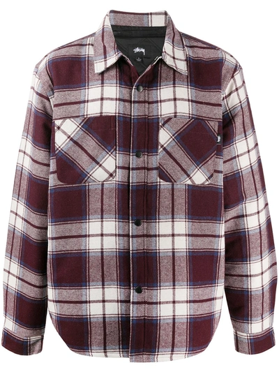 Stussy Check Print Shirt In Red