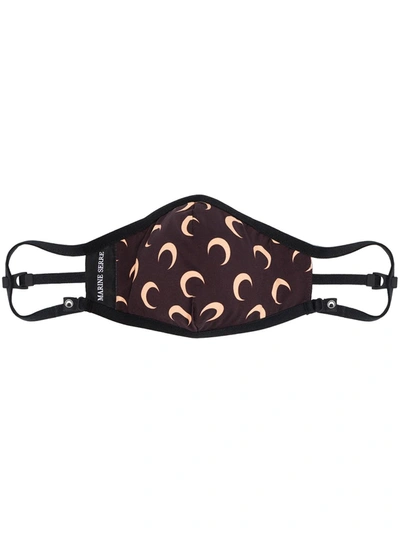 Marine Serre Crescent Moon-print Recycled-fibre Face Covering In Black