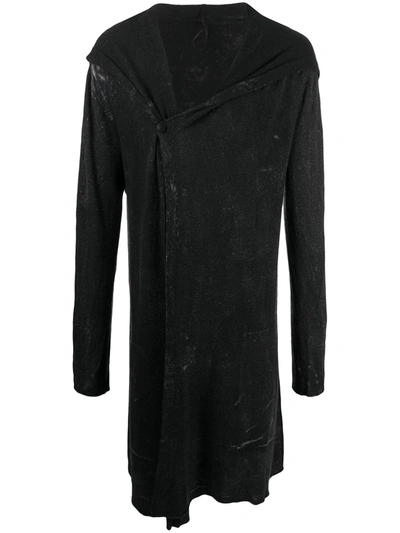 Masnada Distressed Asymmetric Knit Cardigan In Black