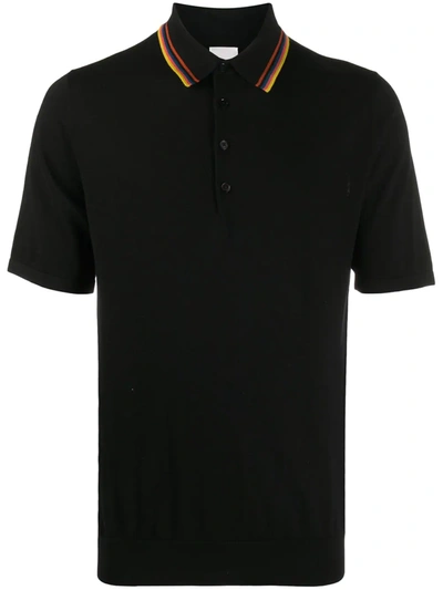 Paul Smith Artist Stripe Polo Shirt In Black