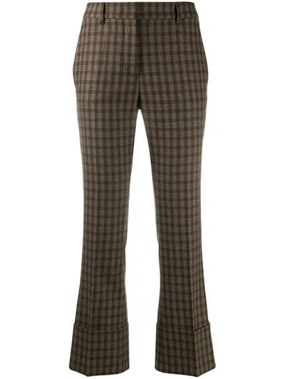Alberto Biani Checked Crop Trousers In Brown