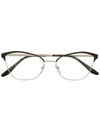 Prada Vintage Style Cat-eye Optical Glasses In Black/ Light Gold