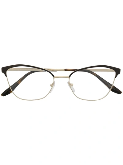 Prada Vintage Style Cat-eye Optical Glasses In Black/ Light Gold