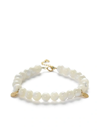 The Alkemistry Cinta 18ct Yellow Gold And Mother Of Pearl Beaded Bracelet In Grey