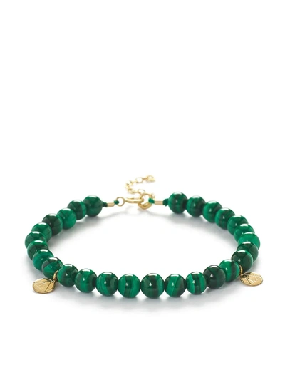 The Alkemistry Cinta 18ct Yellow Gold And Malachite Beaded Bracelet In Green