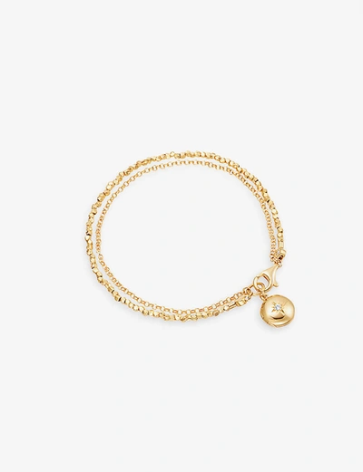 Astley Clarke Biography 18ct Yellow Gold-plated Vermeil Sterling Silver And White Sapphire Locket Bracelet In Yellow Gold Vermeil