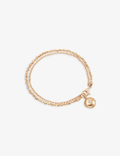 Astley Clarke Biography 18ct Rose Gold-plated Vermeil Sterling Silver And White Sapphire Locket Bracelet In Rose Gold Vermeil