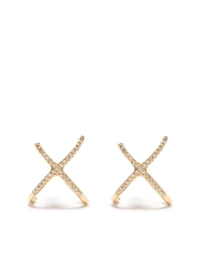 The Alkemistry Aria Cross Diamond And 18ct Yellow-gold Stud Earrings In Yellow Gold