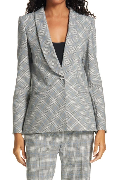 Rebecca Taylor Windowpane Plaid Double Breasted Jacket In Grey Combo