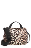 Ganni Tech Fabric Crossbody Bag In Leopard