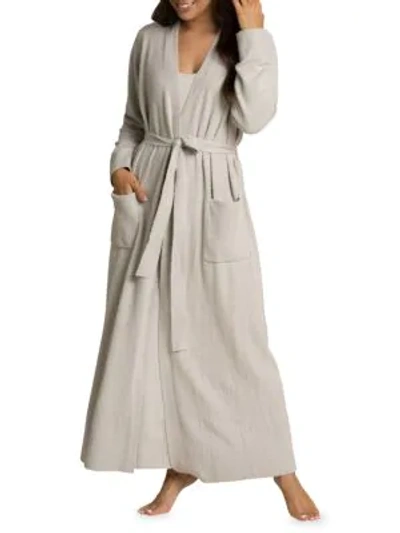 Barefoot Dreams Cozychic Lite Ribbed Long Robe In Silver