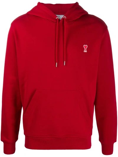 Ami Alexandre Mattiussi Ami De Coeur Hoodie In Red