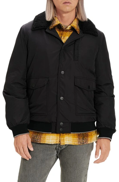 Ugg Ethan Water Resistant Down Bomber Jacket In Black