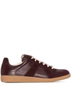 Maison Margiela Replica Suede-panel Leather Trainers In Brown
