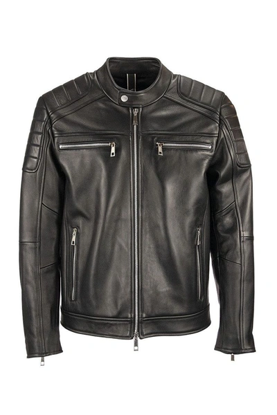 Hogan Biker In Leather Black Jacket