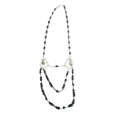 Pre-owned Swarovski Pearls Necklace In Black
