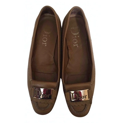 Pre-owned Dior Leather Flats In Brown