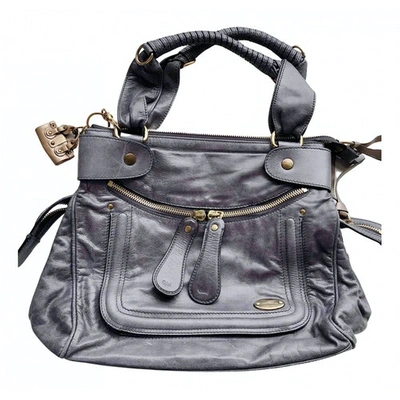 Pre-owned Chloé Bay Leather Handbag In Grey