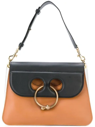 Jw Anderson Pierce Medium Color-block Leather Shoulder Bag In Brown