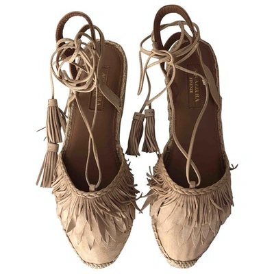 Pre-owned Aquazzura Brown Suede Espadrilles