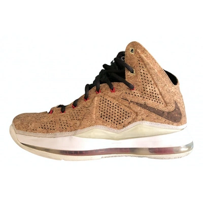 Pre-owned Nike Cloth High Trainers In Beige