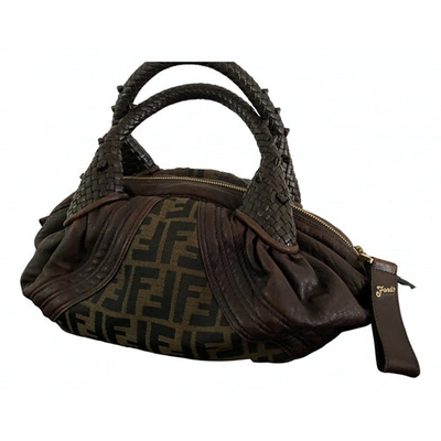 Pre-owned Fendi Spy Cloth Handbag In Brown