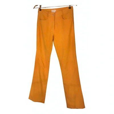 Pre-owned Brioni Leather Large Trousers In Yellow