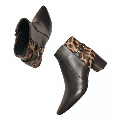 Pre-owned Diane Von Furstenberg Black Leather Ankle Boots