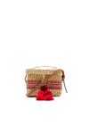 Nannacay Baby Roge Cascade Red Pompom Bag In Beige