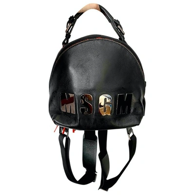 Pre-owned Msgm Black Leather Backpack