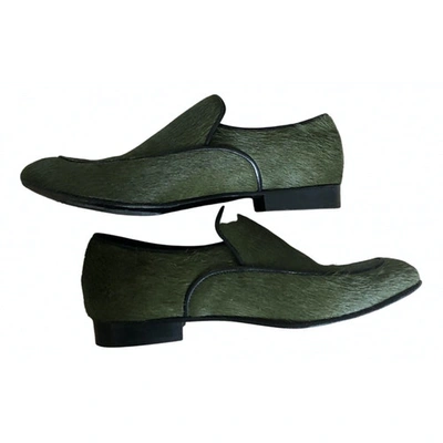 Pre-owned Roseanna Pony-style Calfskin Flats In Green