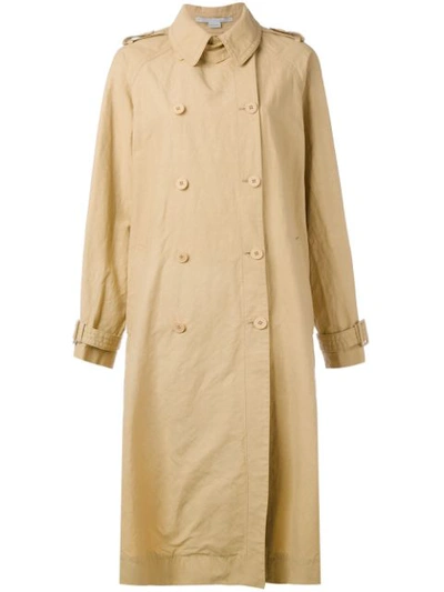 Stella Mccartney Side-slit Double-breasted Trench Coat In Tan