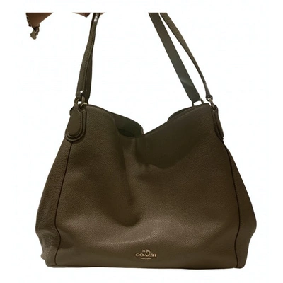 Pre-owned Coach Edie Leather Tote In Grey