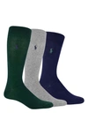 Polo Ralph Lauren 3-pack Combed Cotton Blend Socks In Fores